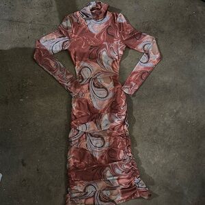 Marble multi colored bodycon backless dress